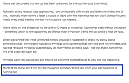 Forum post on insurance lapse