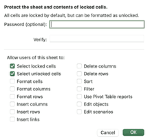Protecting a sheet in Excel