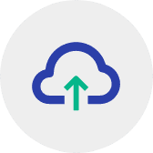 Picture of a cloud with an arrow signifying uploading to the cloud