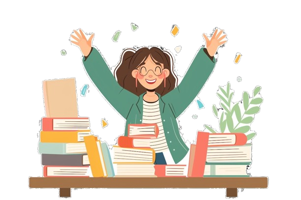 A happy librarian organising